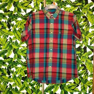 Button down short sleeve shirt.